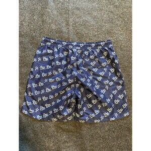 Blue Wave Swim Shorts Trunks Blue palm Trees Pattern Briefs Pockets Mens Size M